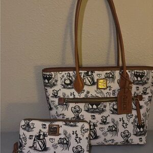 Dooney & Bourke Alice in Wonderland Themed Tote and Pouch Set RARE